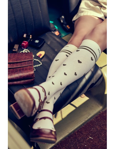 Chaussettes de contention Cœurs kakis Chaussettes de contention Cœurs kakis