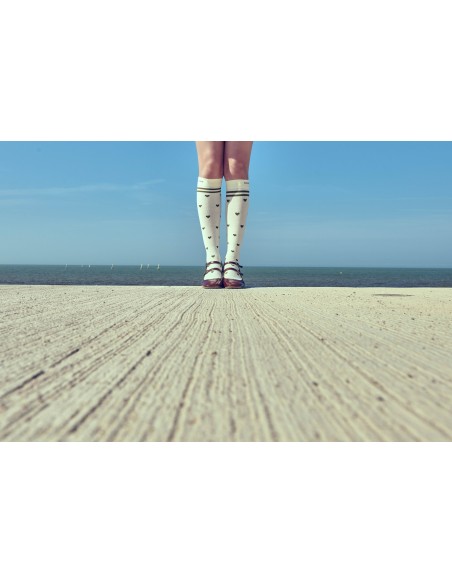 Chaussettes de contention Coeurs kaki Chaussettes de contention Coeurs kaki