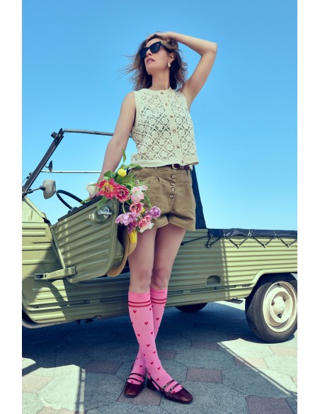 Chaussettes de contention Cœurs roses