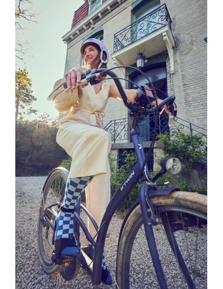 Chaussettes de contention Damier bleu